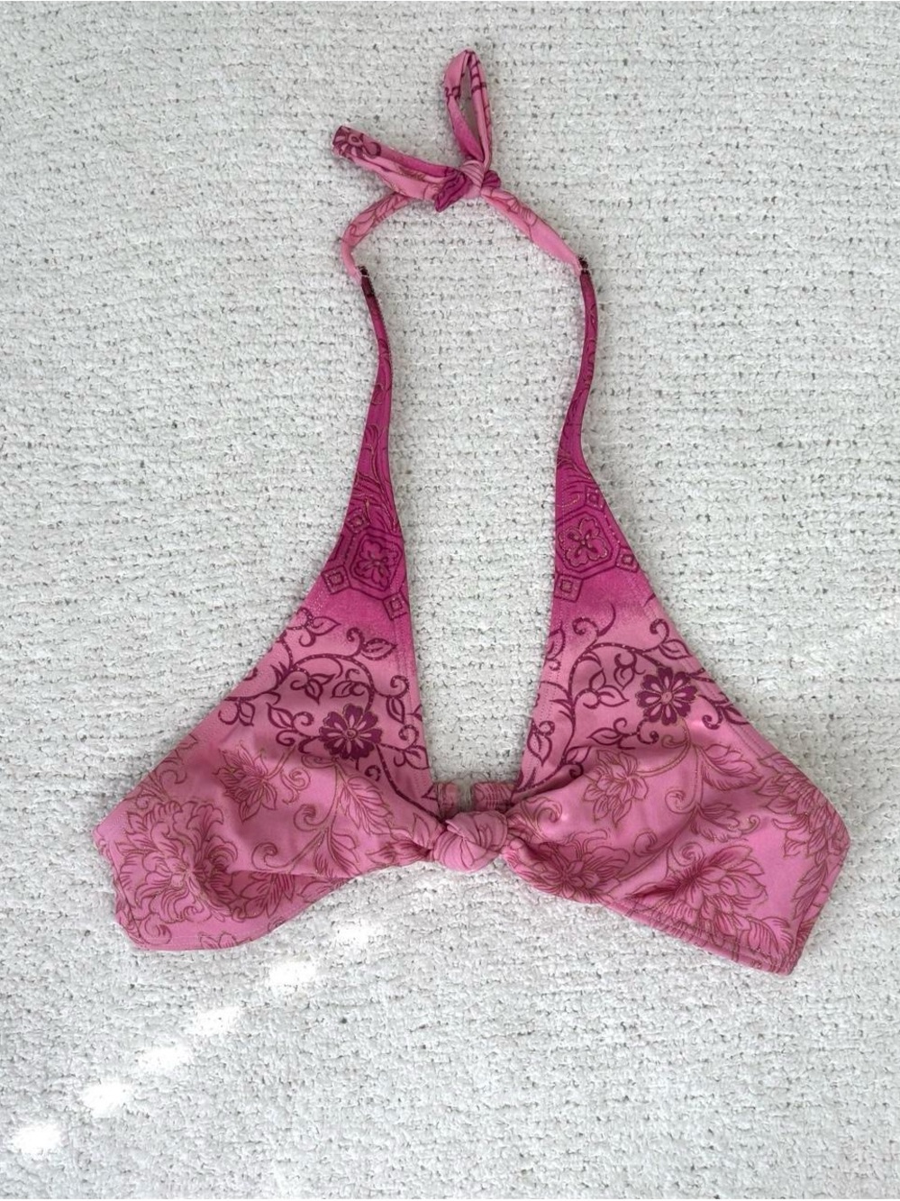 Y2K Newport News pink ombré floral bikini top